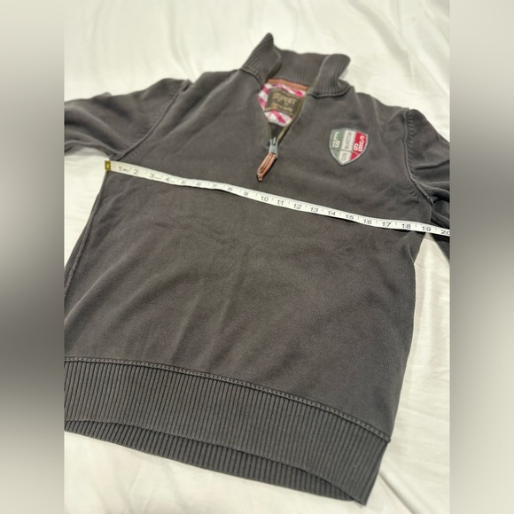 Mens Sz: S Esprit Dusty Black Club Marittimo 1/4 Zip Pullover Elbow Patches. - Picture 3 of 12